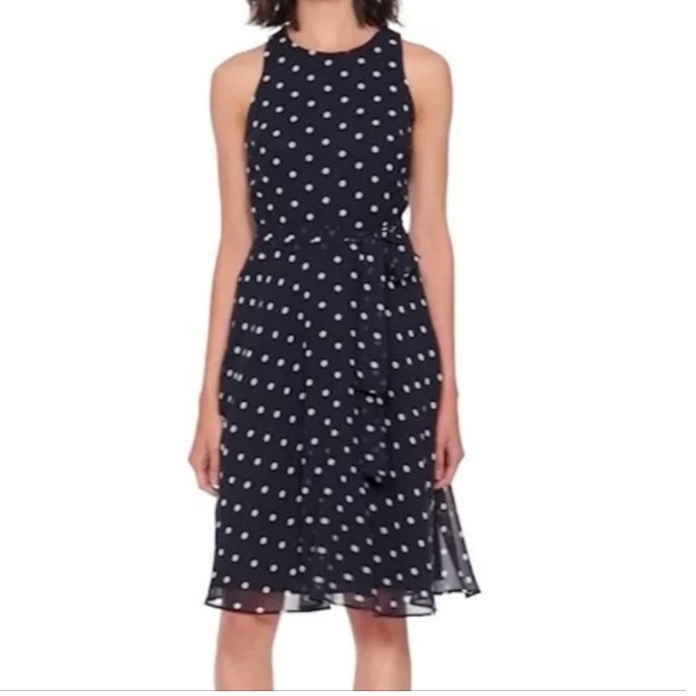 Banana Republic Navy Polka Dot Midi Dress